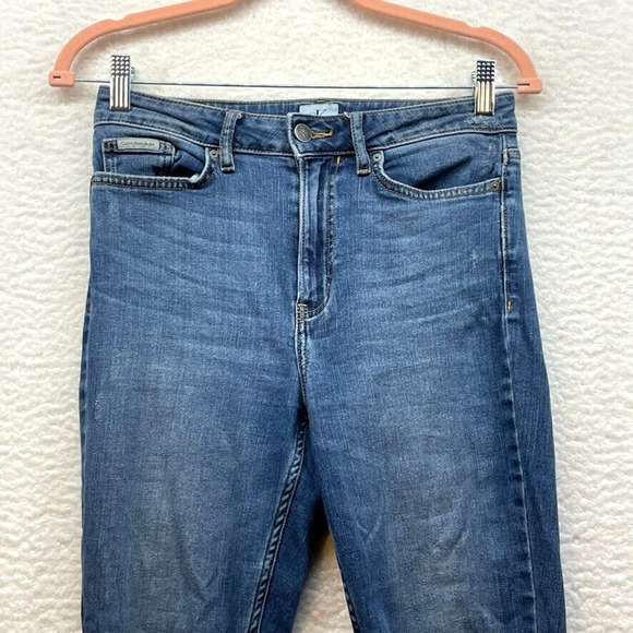 Calvin Klein Womens High Waist Legging Jeans 28 Blue Distressed Skinny Stretch - Picture 4 of 12